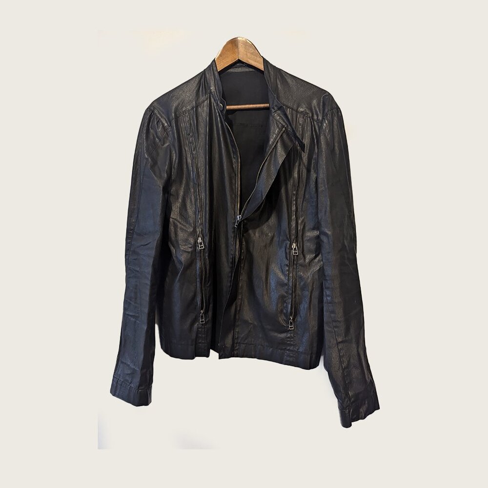 PHILIPPE DUBUC - Waxed cotton biker jacket - Sz 42